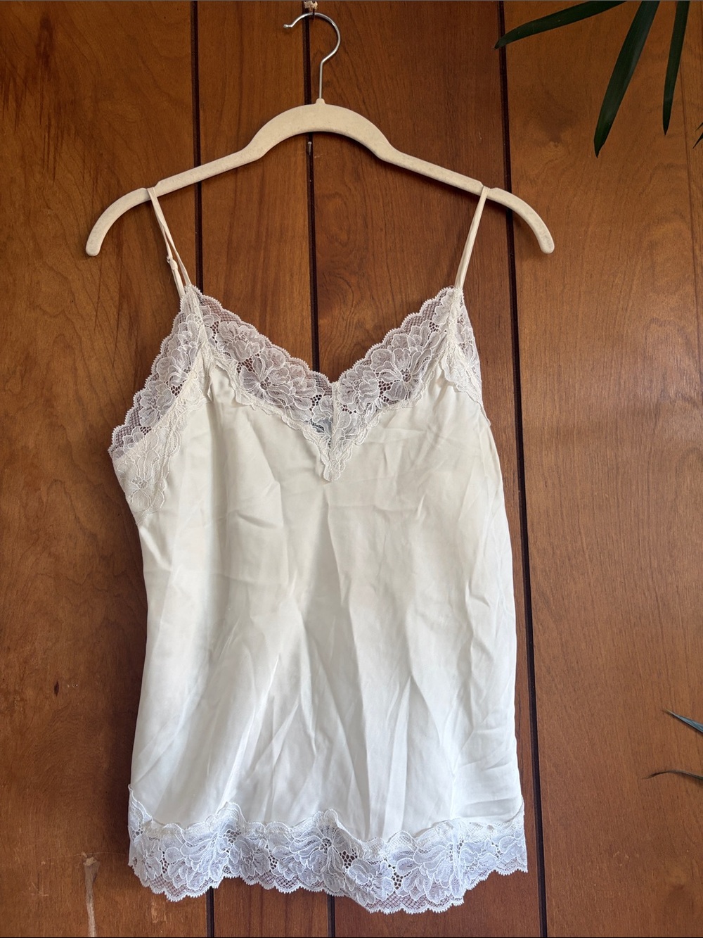 Express Ivory Lace-Trim Slip Cami